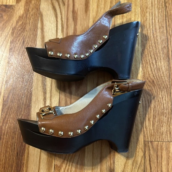 Michael Kors Platform Shoes - Like New - Sz8 Wood Wedge / Slingback - - Picture 2 of 6